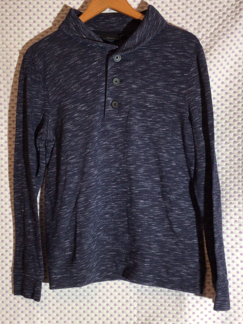 Marc Anthony Men's Navy Heathered Henley Sweater